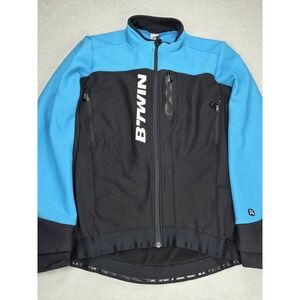 Decathlon B'TWIN 900 Cycling Jacket Mens M Black Blue Thermal Softshell Bike